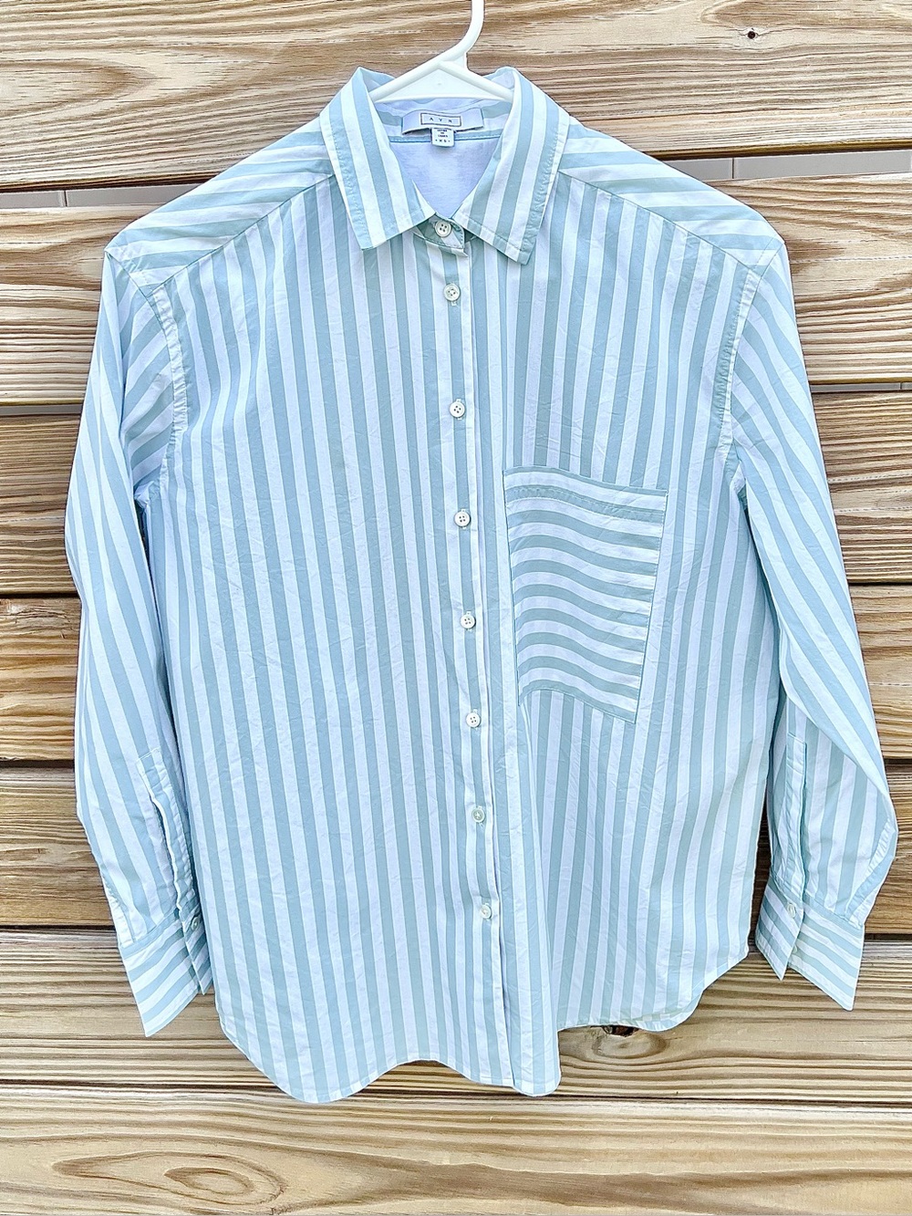 AYR The Deep End Women’s Long Sleeve Teal Button Down Shirt Top Size XS Coastal
